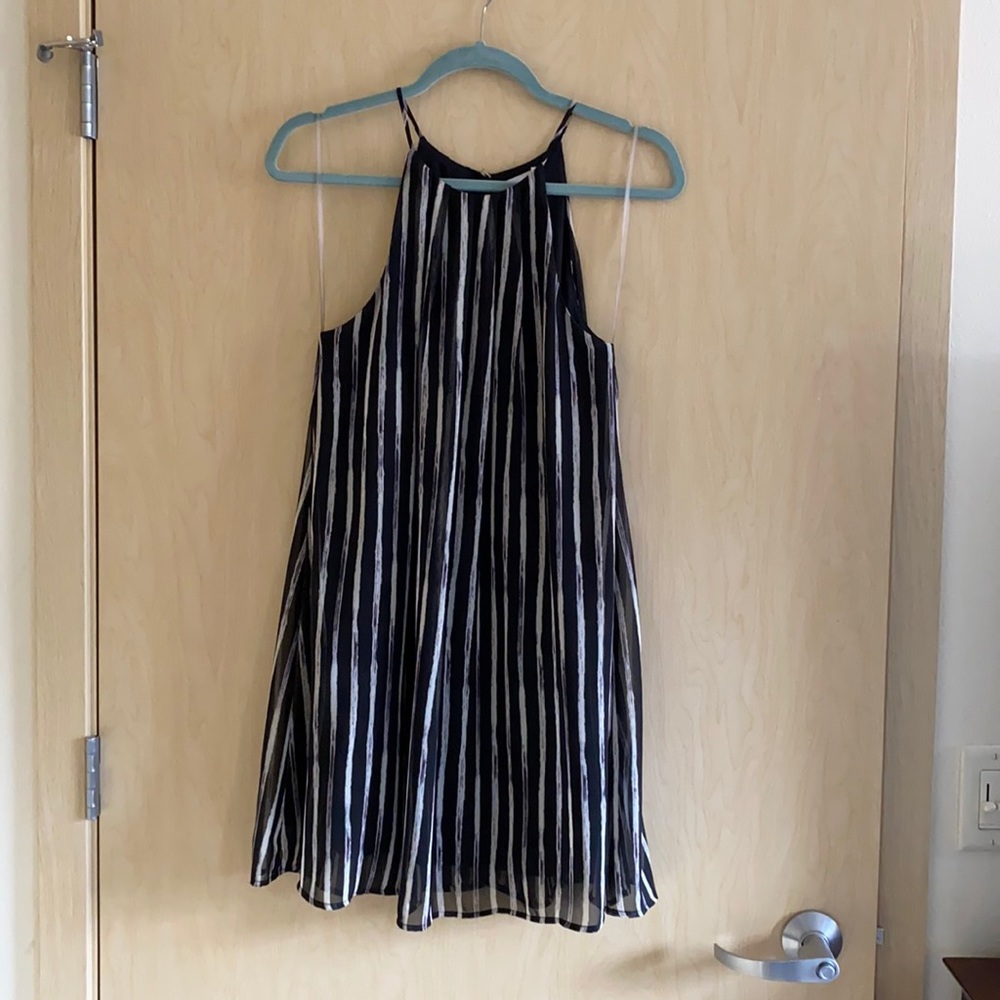 Black and white dress with some purple